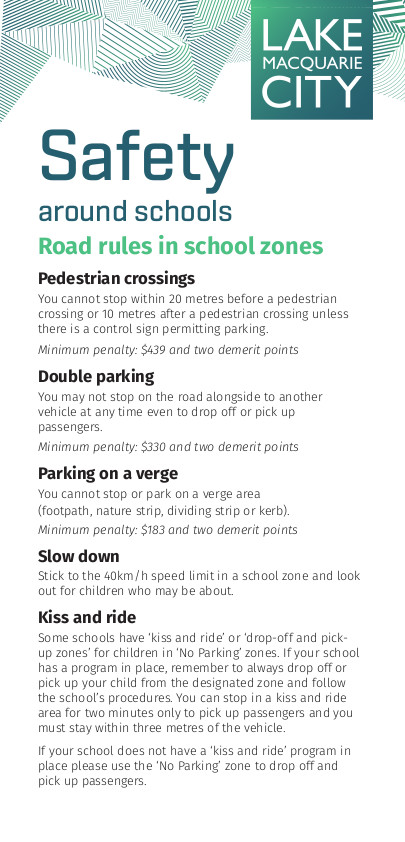 Getting to and from School, LMCC Safety around Schools Flyer