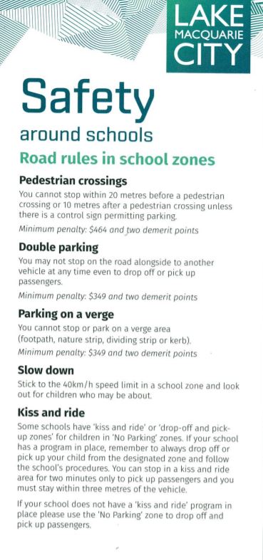 Getting to and from School - Road Rules and Pick up/Drop off Zone Rules, School zone