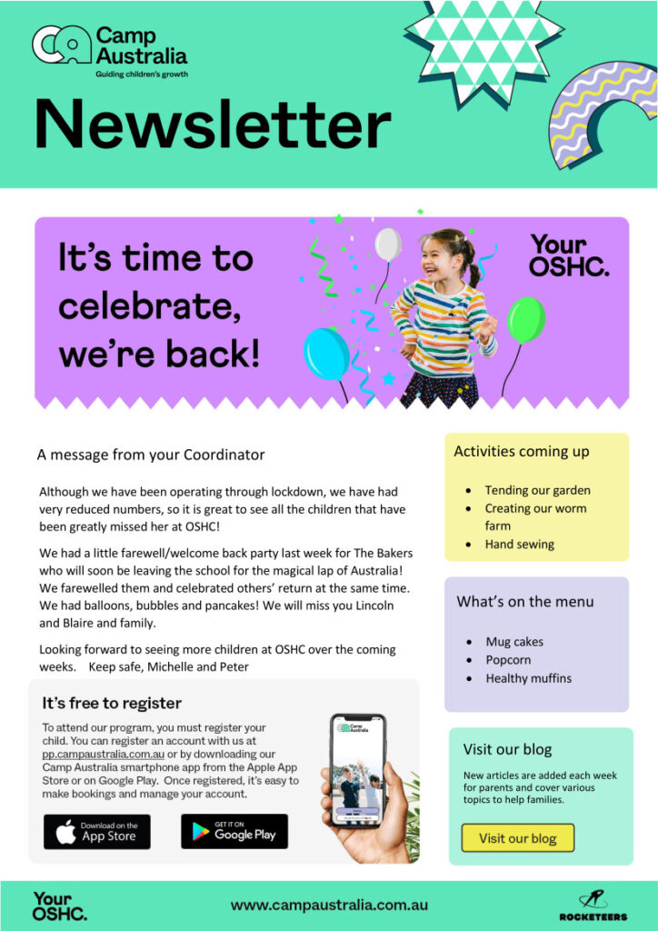 OSHC News, Newsletter term 4 week 4