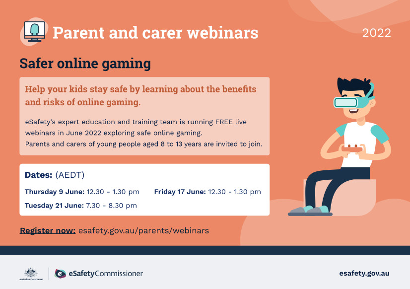Parent/Carer Support, 2022 Parent series Safer Online Gaming A3 Poster Final