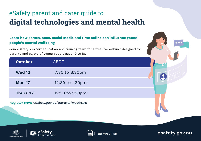Parent/Carer Support, Digital technologies and mental health webinar A5 Flyer