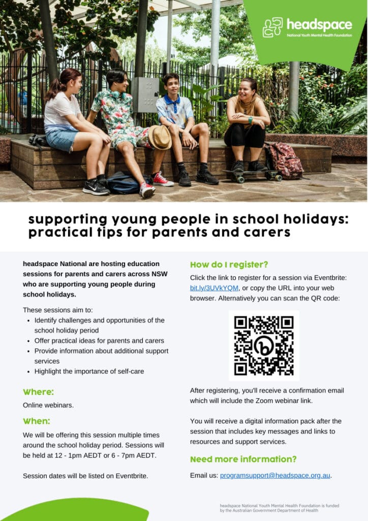 Parent/Carer Support, School holiday parent carer webinar