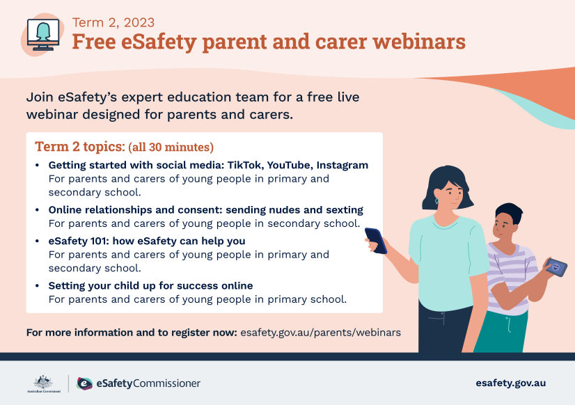 Parent/Carer Support, Term 2 parent and carer webinars flyer