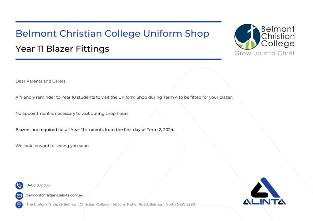 Uniform Shop News, BCC Yr 11 Blazers 2