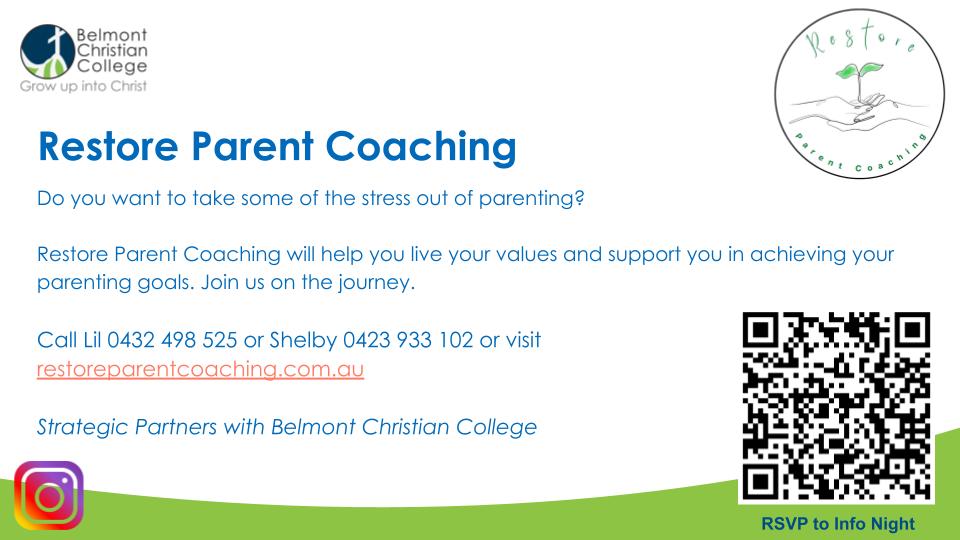 Restore Parent Coaching Information Sessions, Restore Parent Coaching